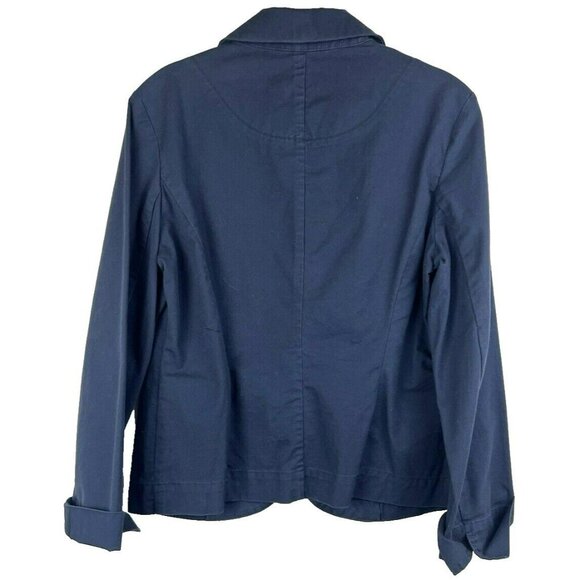 Talbots Women's Blazer Size 10 Jacket Casual Solid Blue Long Sleeve Stretch - Picture 6 of 7
